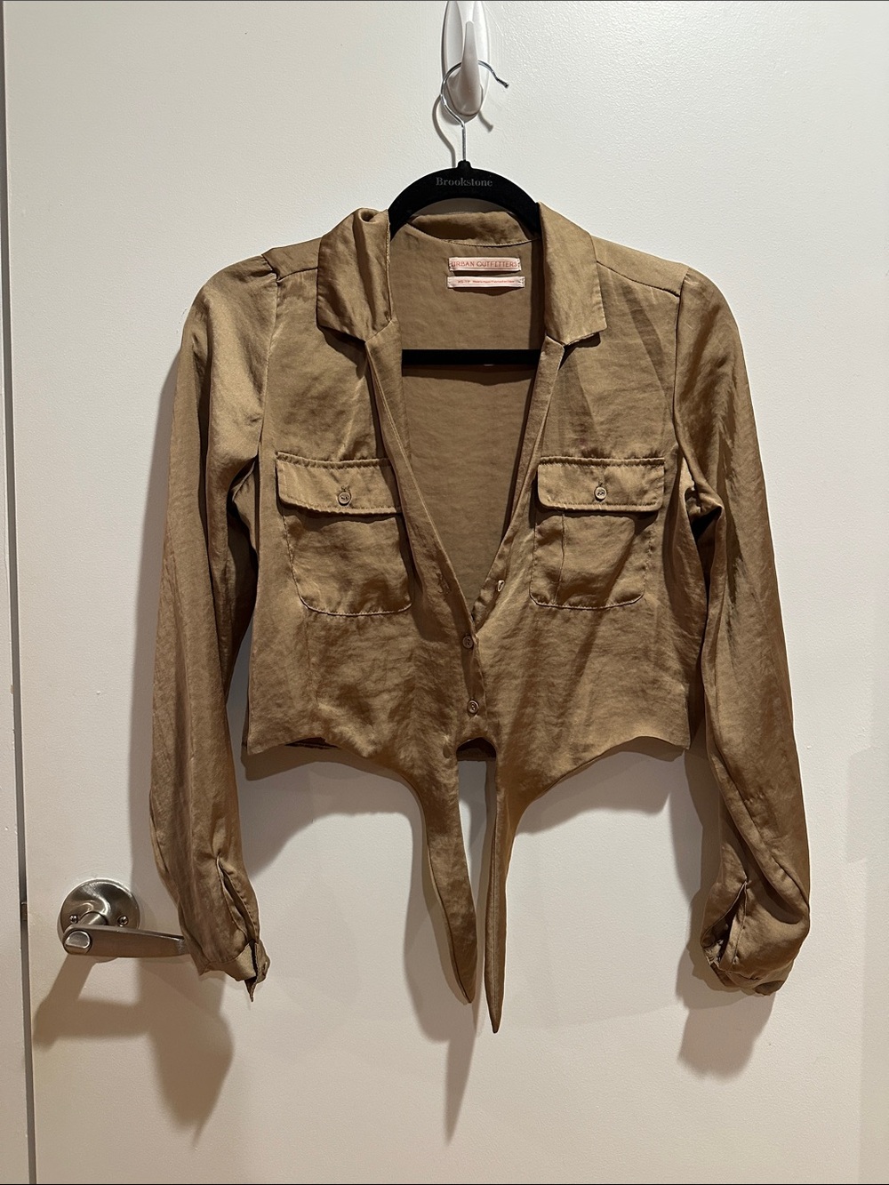 Urban Outfitters Tie-Front Top - Olive